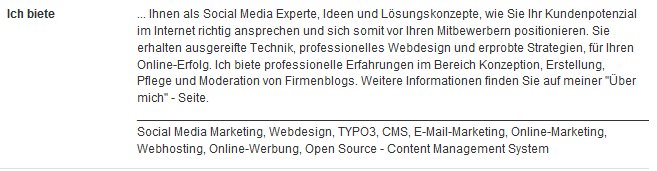 ich-biete-xing Das Ich biete Feld bei XING